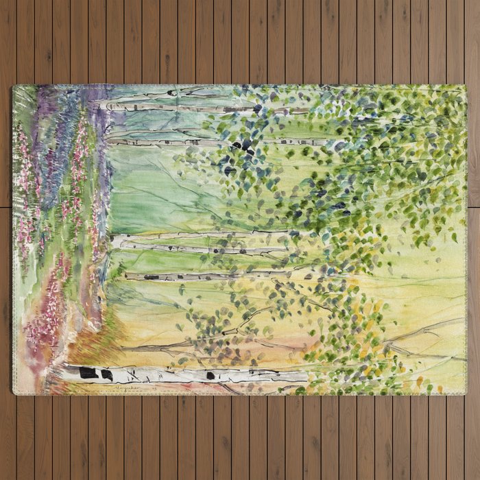 4 season watercolor collection - spring Outdoor Rug