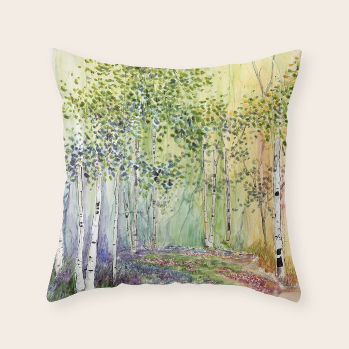 4 season watercolor collection - spring Throw Pillow