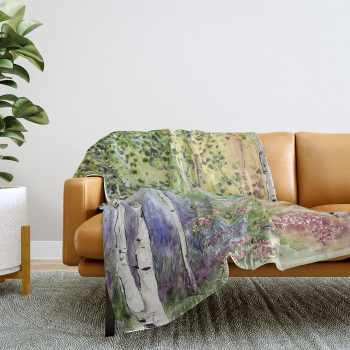 4 season watercolor collection - spring Throw Blanket