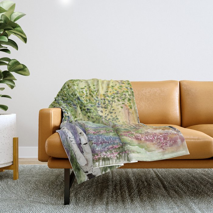 4 season watercolor collection - spring Throw Blanket