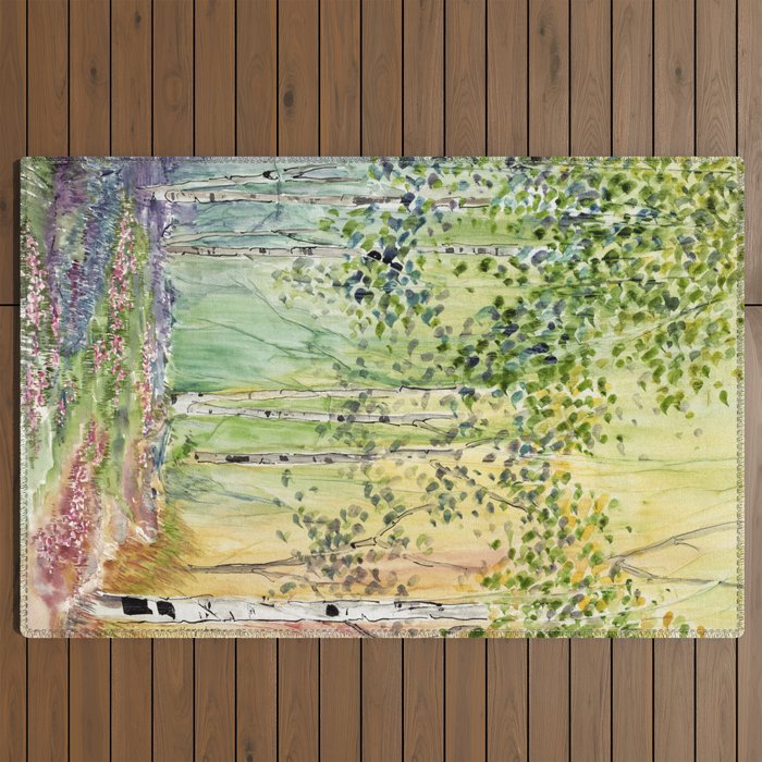 4 season watercolor collection - spring Outdoor Rug