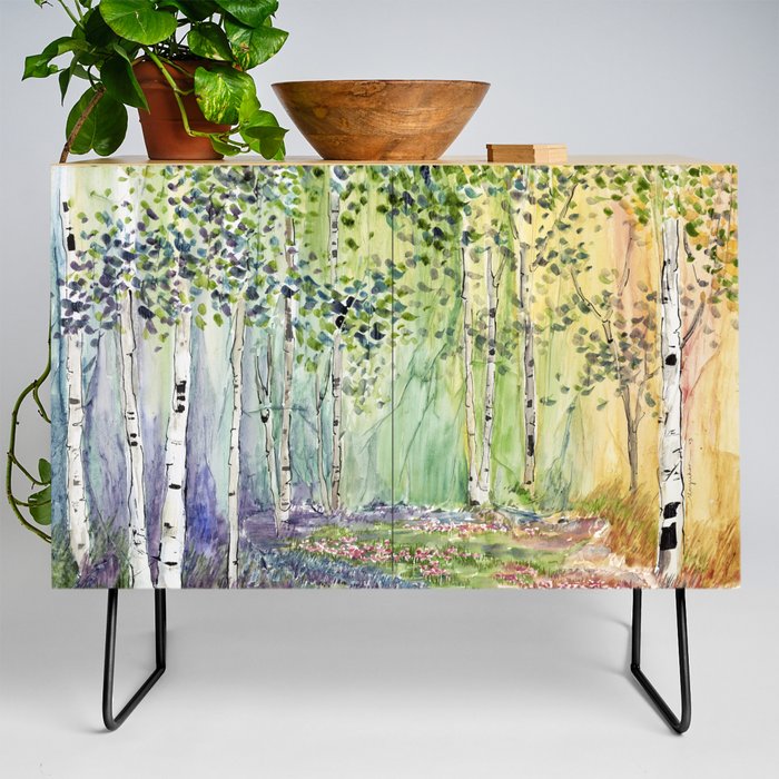 4 season watercolor collection - spring Credenza