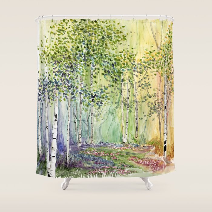 4 season watercolor collection - spring Shower Curtain