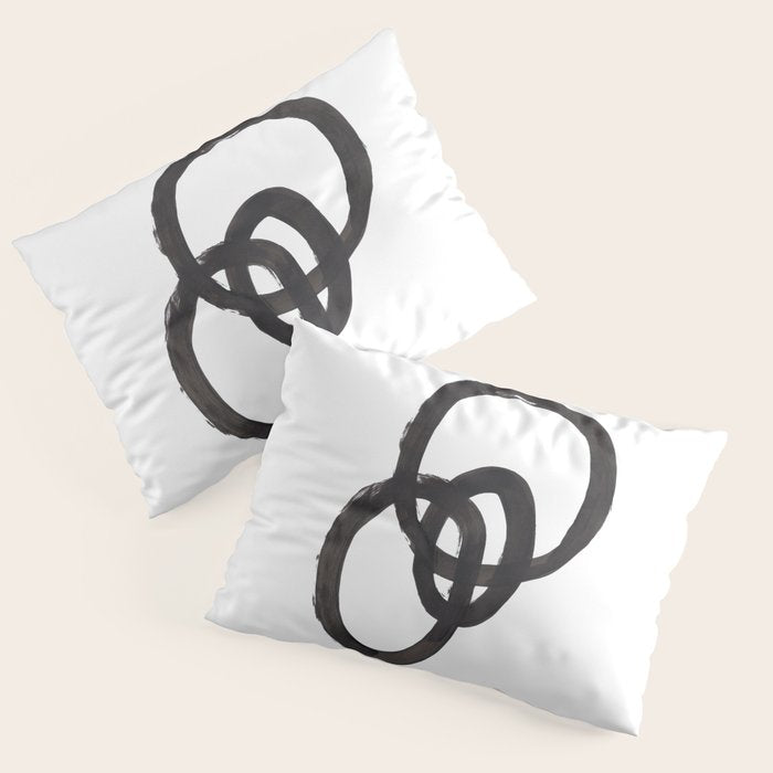And I Op' Minimalist Ink Line Drawing Abstract Black Brush Strokes Modern Funky Maze by Ejaaz Haniff  Pillow Sham
