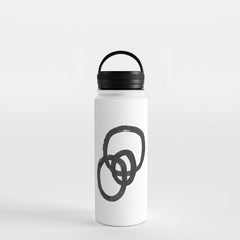And I Op' Minimalist Ink Line Drawing Abstract Black Brush Strokes Modern Funky Maze by Ejaaz Haniff  Water Bottle