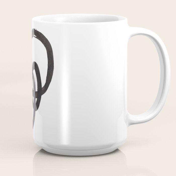 And I Op' Minimalist Ink Line Drawing Abstract Black Brush Strokes Modern Funky Maze by Ejaaz Haniff  Coffee Mug