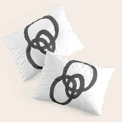And I Op' Minimalist Ink Line Drawing Abstract Black Brush Strokes Modern Funky Maze by Ejaaz Haniff  Pillow Sham