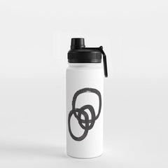 And I Op' Minimalist Ink Line Drawing Abstract Black Brush Strokes Modern Funky Maze by Ejaaz Haniff  Water Bottle