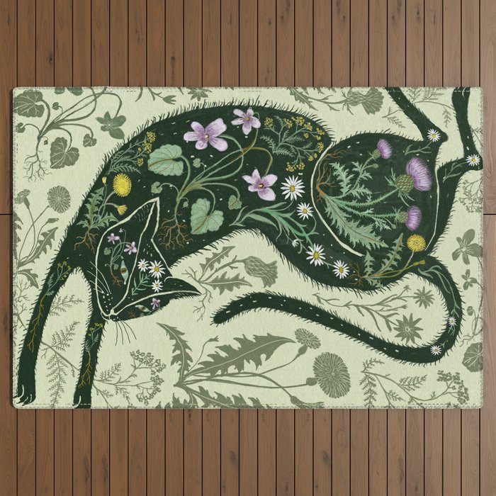 A Cat in the Wildflowers Outdoor Rug