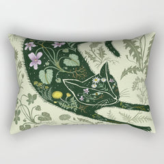 A Cat in the Wildflowers Rectangular Pillow