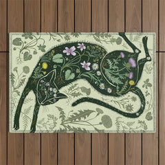 A Cat in the Wildflowers Outdoor Rug