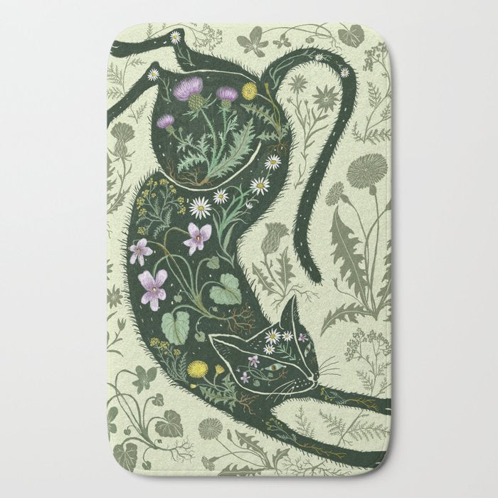 A Cat in the Wildflowers Bath Mat