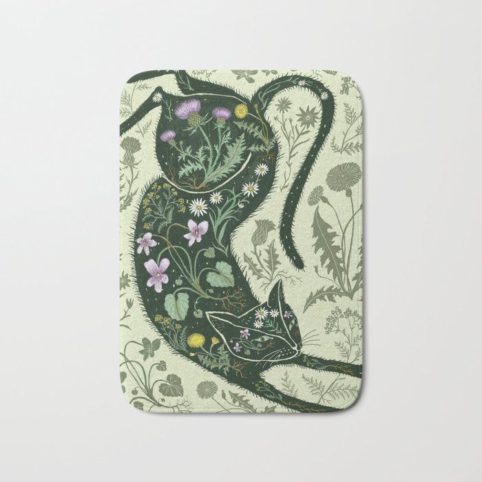 A Cat in the Wildflowers Bath Mat