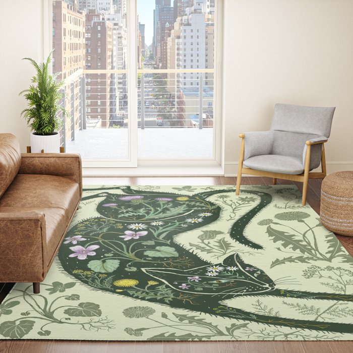 A Cat in the Wildflowers Rug