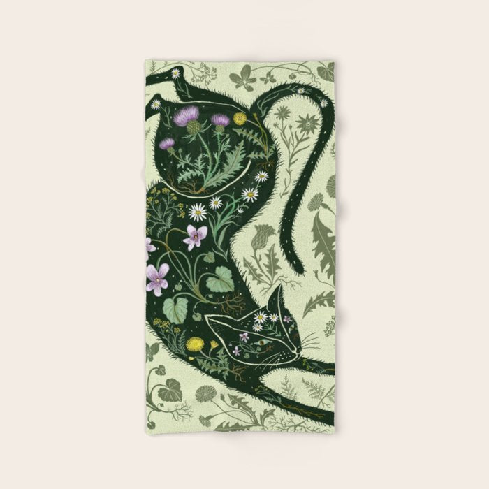 A Cat in the Wildflowers Bath Towel