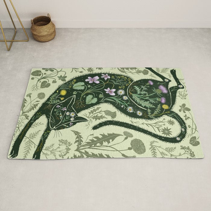 A Cat in the Wildflowers Rug