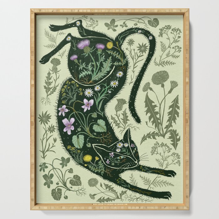 A Cat in the Wildflowers Serving Tray
