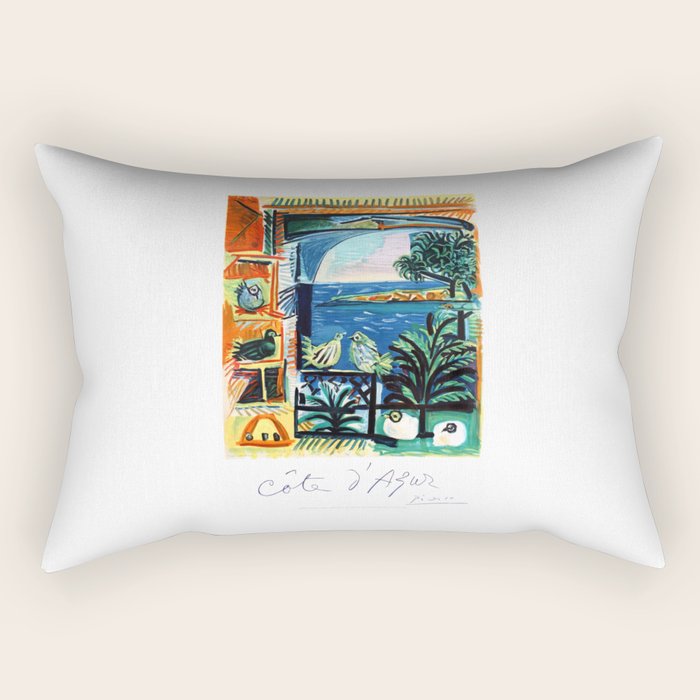 1962 Picasso COTE D'AZUR French Riviera Travel Poster Rectangular Pillow