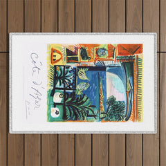 1962 Picasso COTE D'AZUR French Riviera Travel Poster Outdoor Rug
