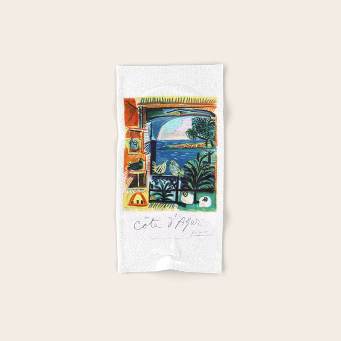 1962 Picasso COTE D'AZUR French Riviera Travel Poster Bath Towel
