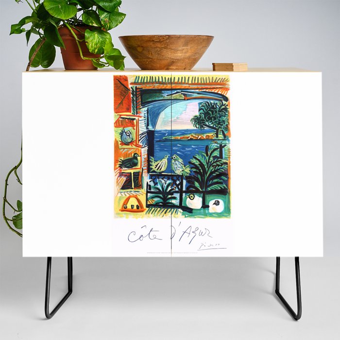 1962 Picasso COTE D'AZUR French Riviera Travel Poster Credenza