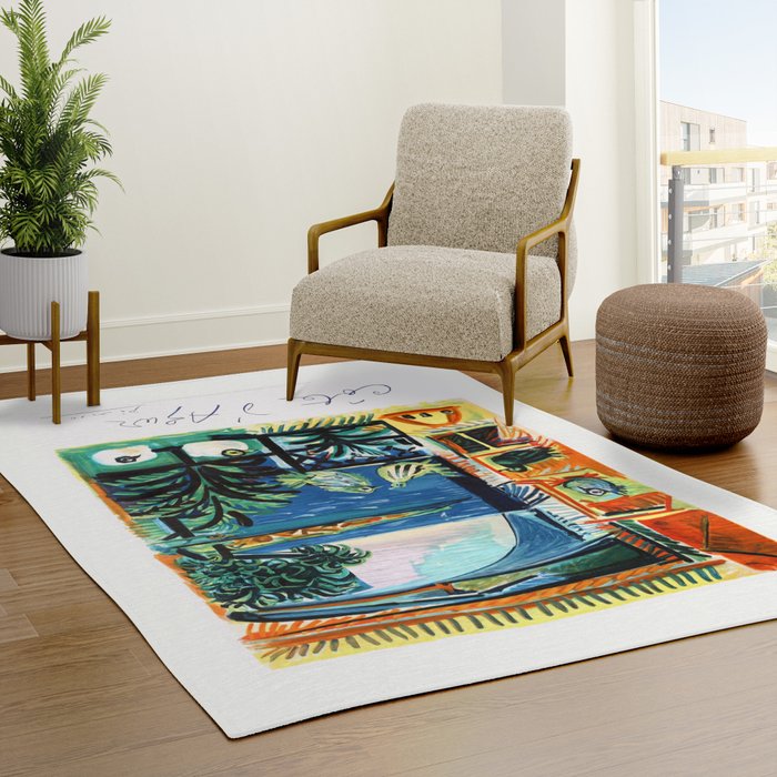 1962 Picasso COTE D'AZUR French Riviera Travel Poster Rug