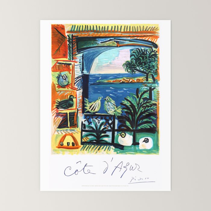 1962 Picasso COTE D'AZUR French Riviera Travel Poster Mini Art Print