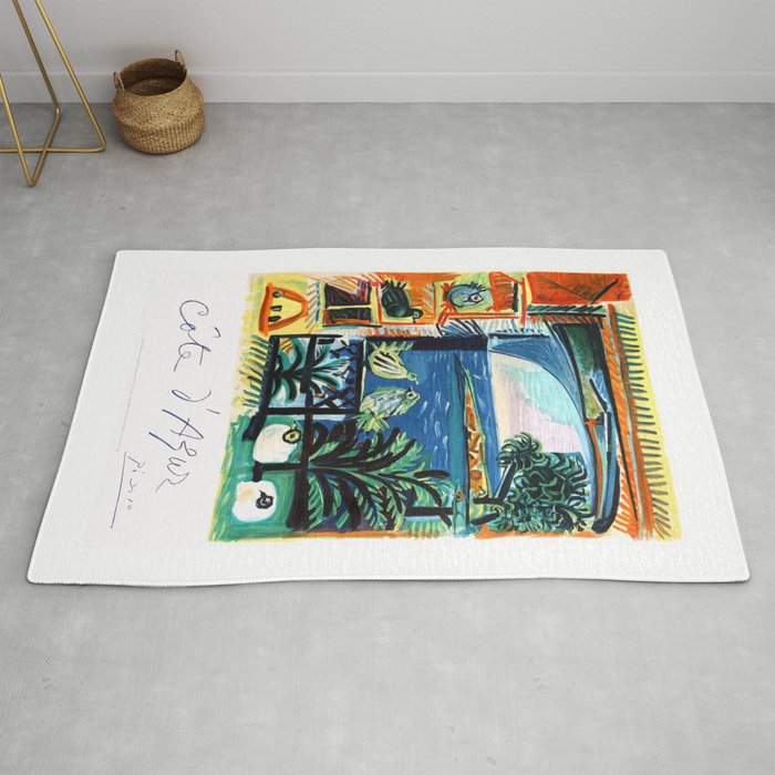 1962 Picasso COTE D'AZUR French Riviera Travel Poster Rug
