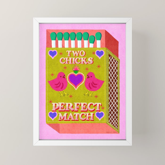 2 Chicks Perfect Match Vintage Matchbox Green & Pink Palette Mini Art Print