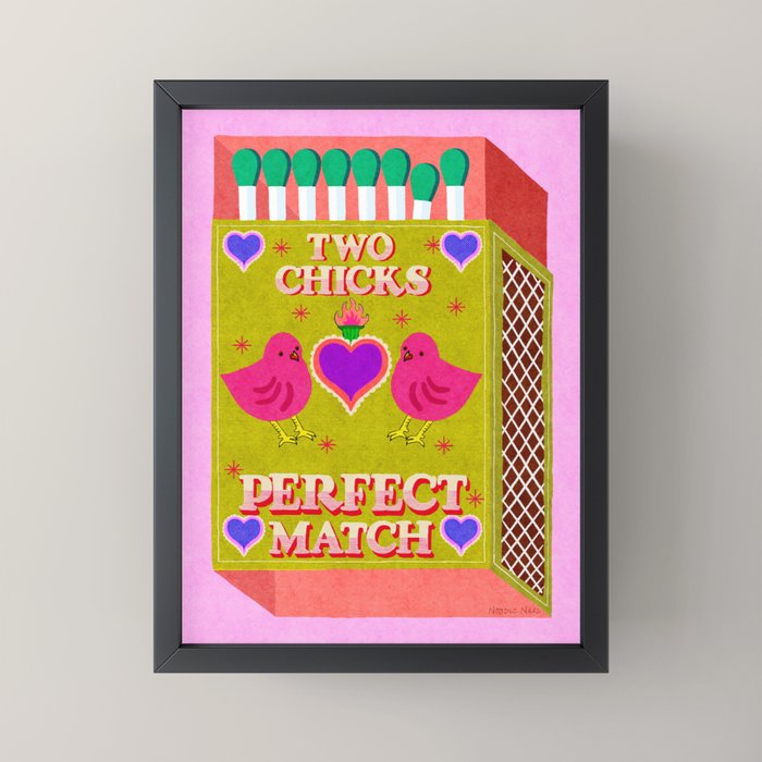2 Chicks Perfect Match Vintage Matchbox Green & Pink Palette Mini Art Print
