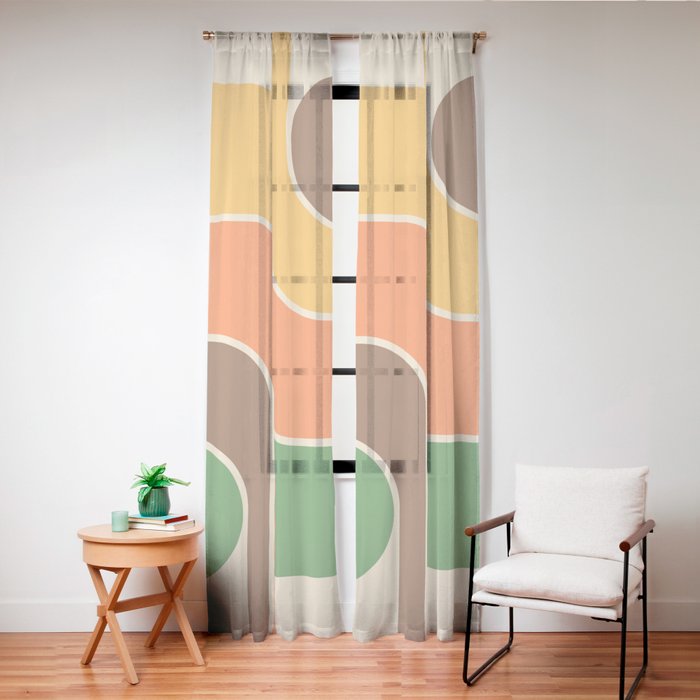 1970s Retro Vintage Style Geometric Design 743 Scandi Window Curtain