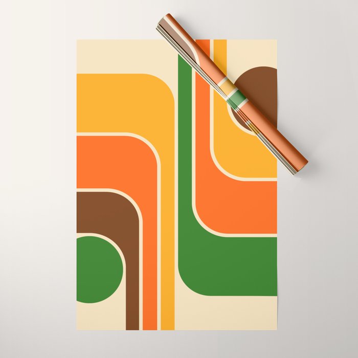1970s Retro Vintage Style Geometric Design 743 Scandi Wrapping Paper