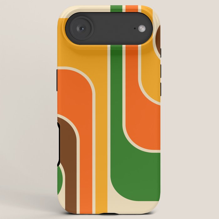1970s Retro Vintage Style Geometric Design 743 Scandi iPhone Case