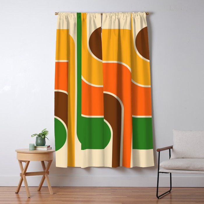 1970s Retro Vintage Style Geometric Design 743 Scandi Window Curtain