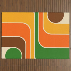 1970s Retro Vintage Style Geometric Design 743 Scandi Outdoor Rug