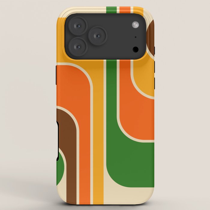 1970s Retro Vintage Style Geometric Design 743 Scandi iPhone Case