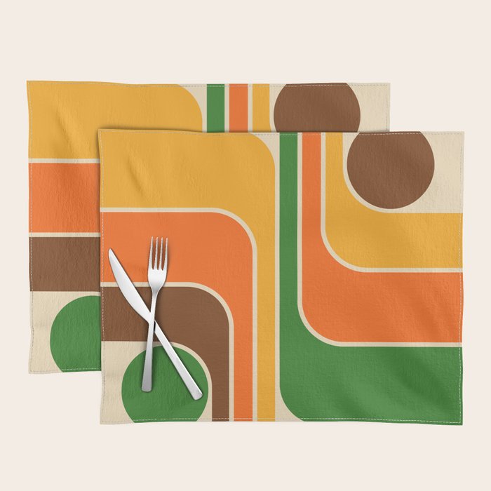 1970s Retro Vintage Style Geometric Design 743 Scandi Placemat