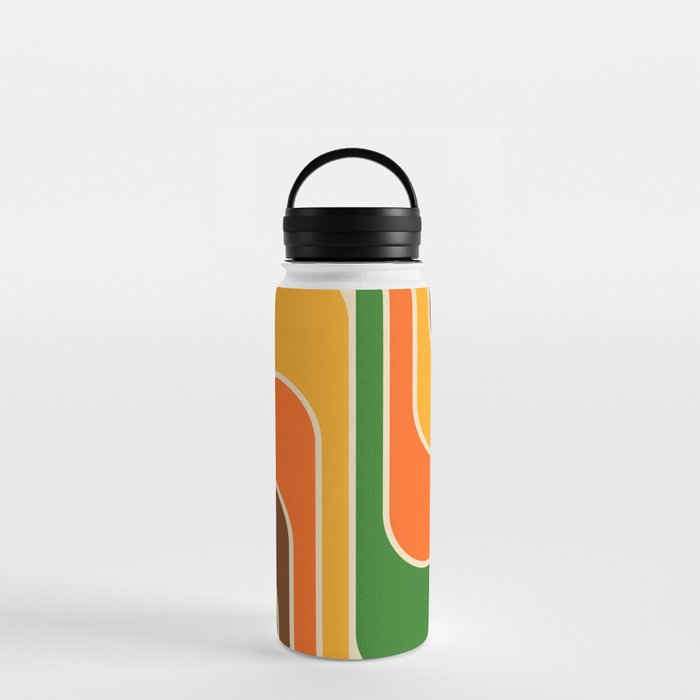 1970s Retro Vintage Style Geometric Design 743 Scandi Water Bottle