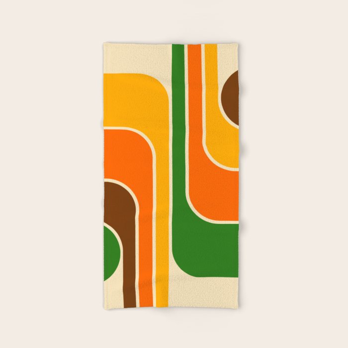 1970s Retro Vintage Style Geometric Design 743 Scandi Bath Towel