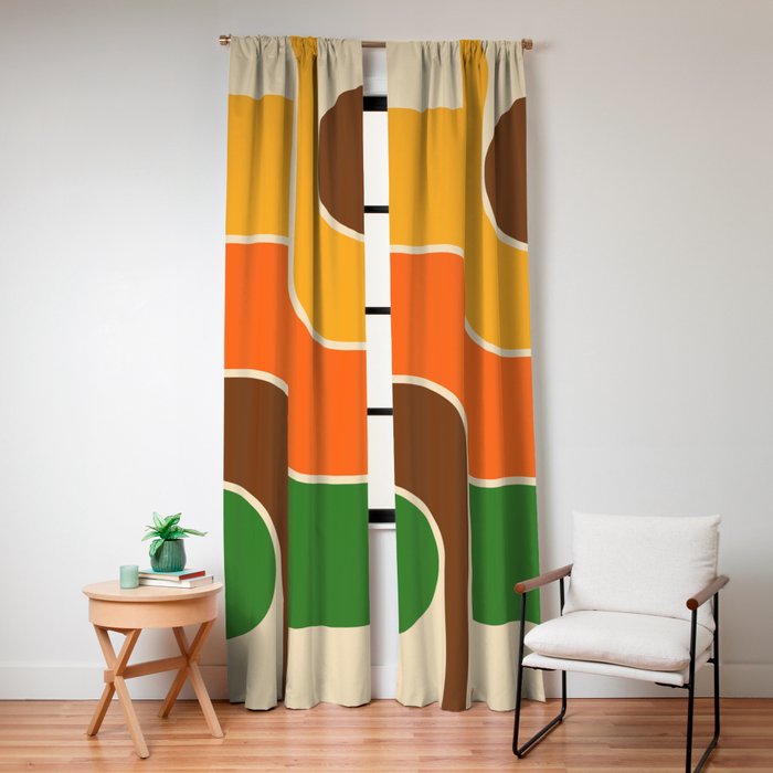 1970s Retro Vintage Style Geometric Design 743 Scandi Window Curtain
