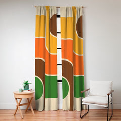 1970s Retro Vintage Style Geometric Design 743 Scandi Window Curtain