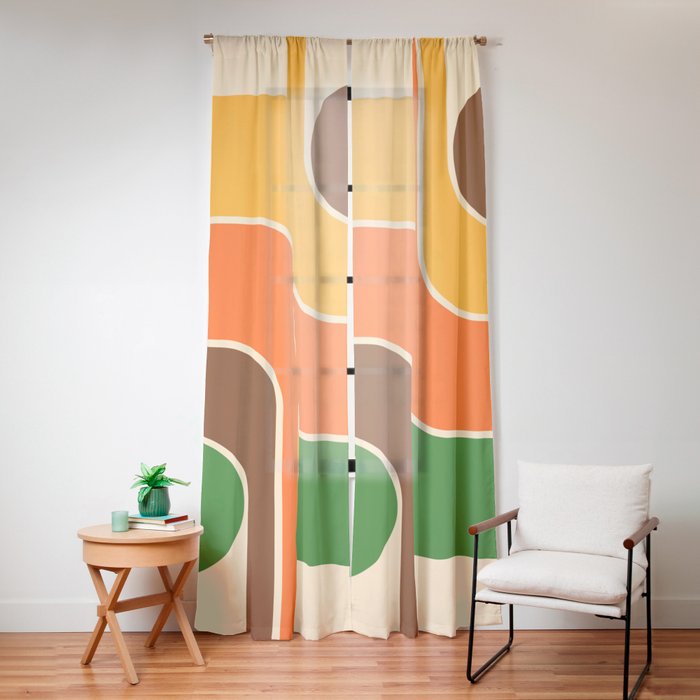 1970s Retro Vintage Style Geometric Design 743 Scandi Window Curtain