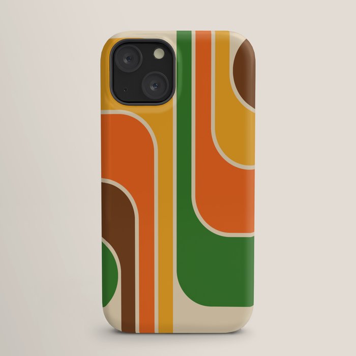 1970s Retro Vintage Style Geometric Design 743 Scandi iPhone Case