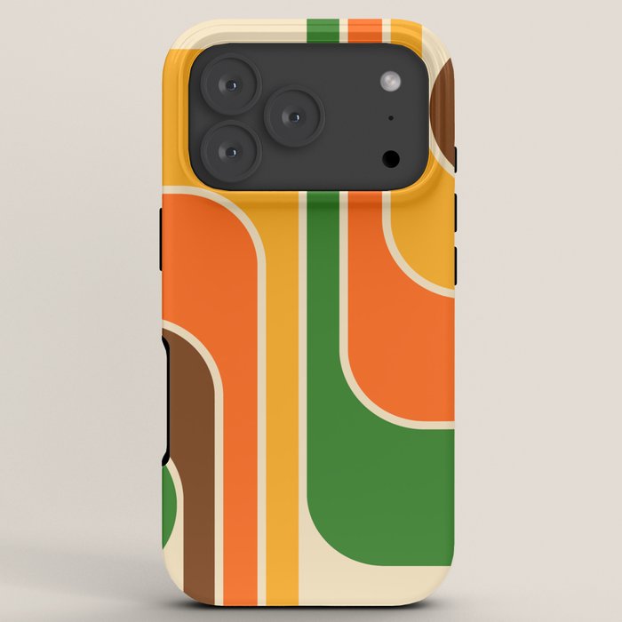 1970s Retro Vintage Style Geometric Design 743 Scandi iPhone Case