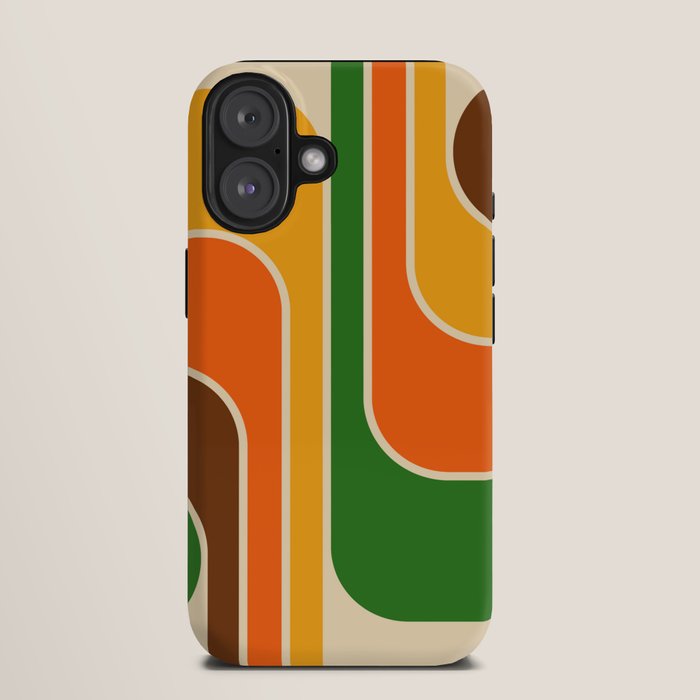 1970s Retro Vintage Style Geometric Design 743 Scandi iPhone Case