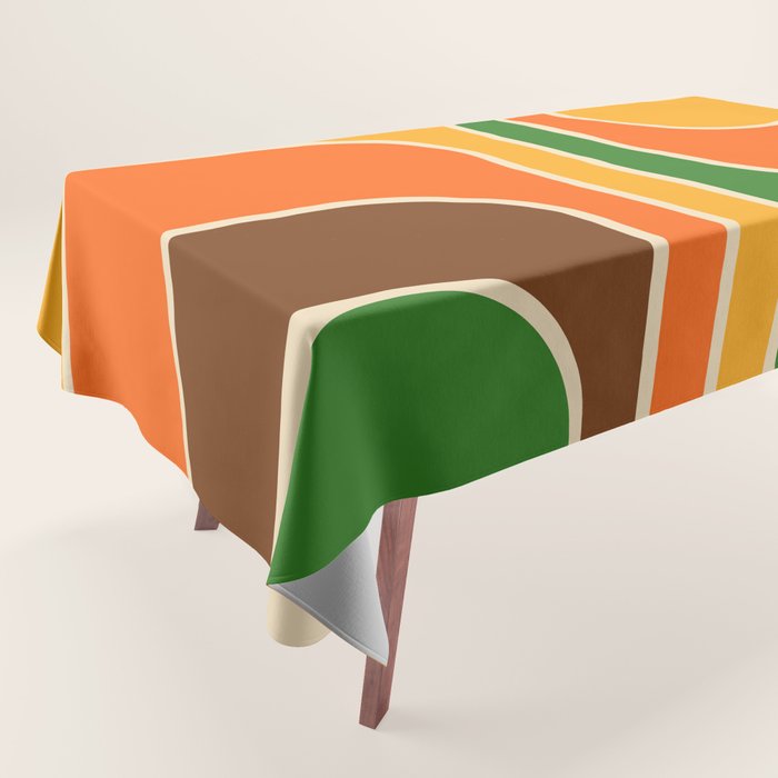 1970s Retro Vintage Style Geometric Design 743 Scandi Tablecloth