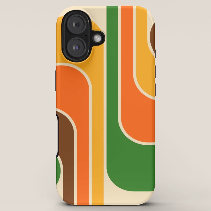 1970s Retro Vintage Style Geometric Design 743 Scandi iPhone Case