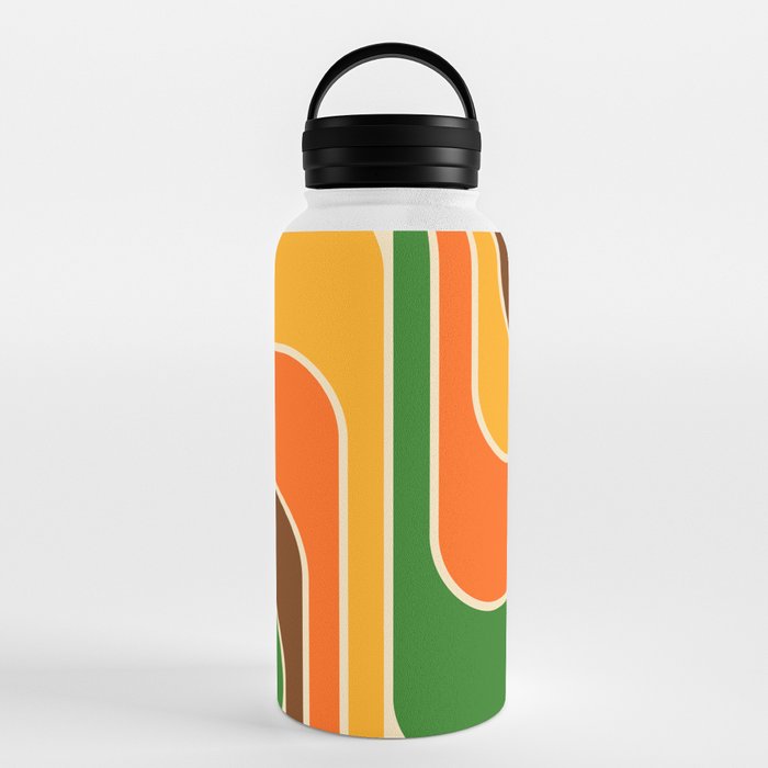 1970s Retro Vintage Style Geometric Design 743 Scandi Water Bottle