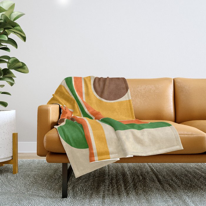 1970s Retro Vintage Style Geometric Design 743 Scandi Throw Blanket