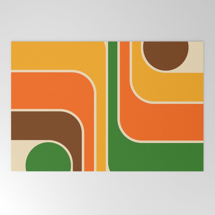 1970s Retro Vintage Style Geometric Design 743 Scandi Welcome Mat